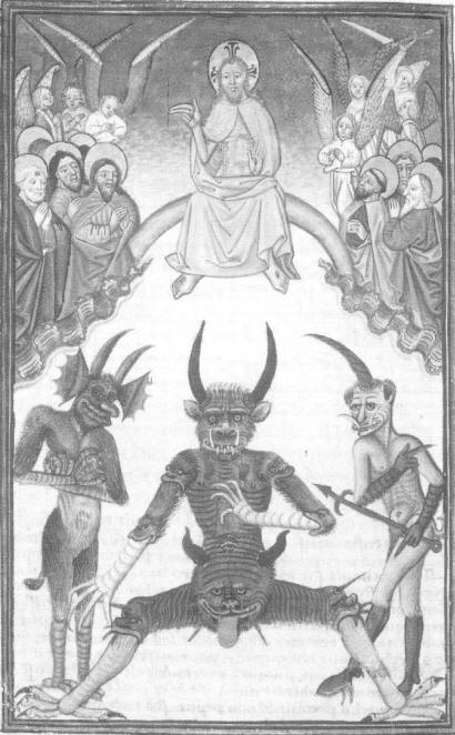 Fig. 7. Heaven and hell, Livre de la Vigne de Nostre Seigneur. France, c. 1450-70.